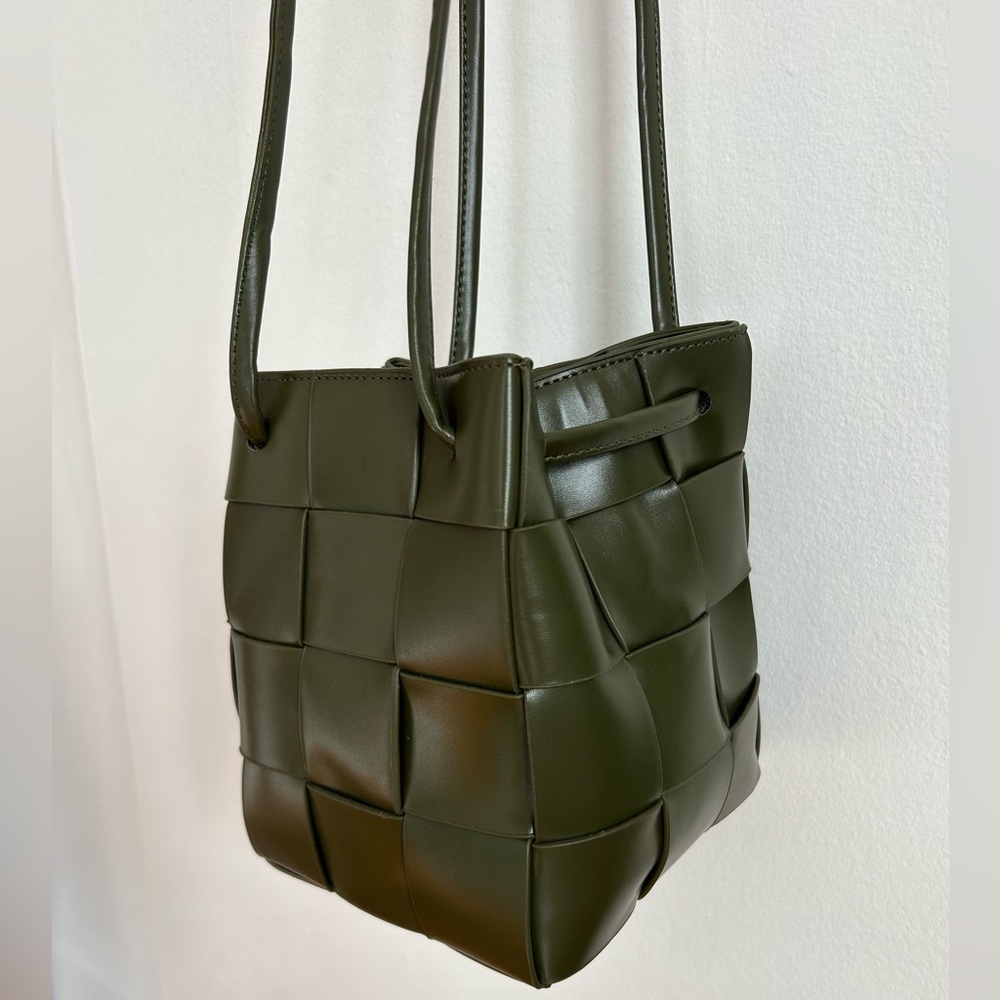 Anthropologie Olive Green Woven Crossbody Bag